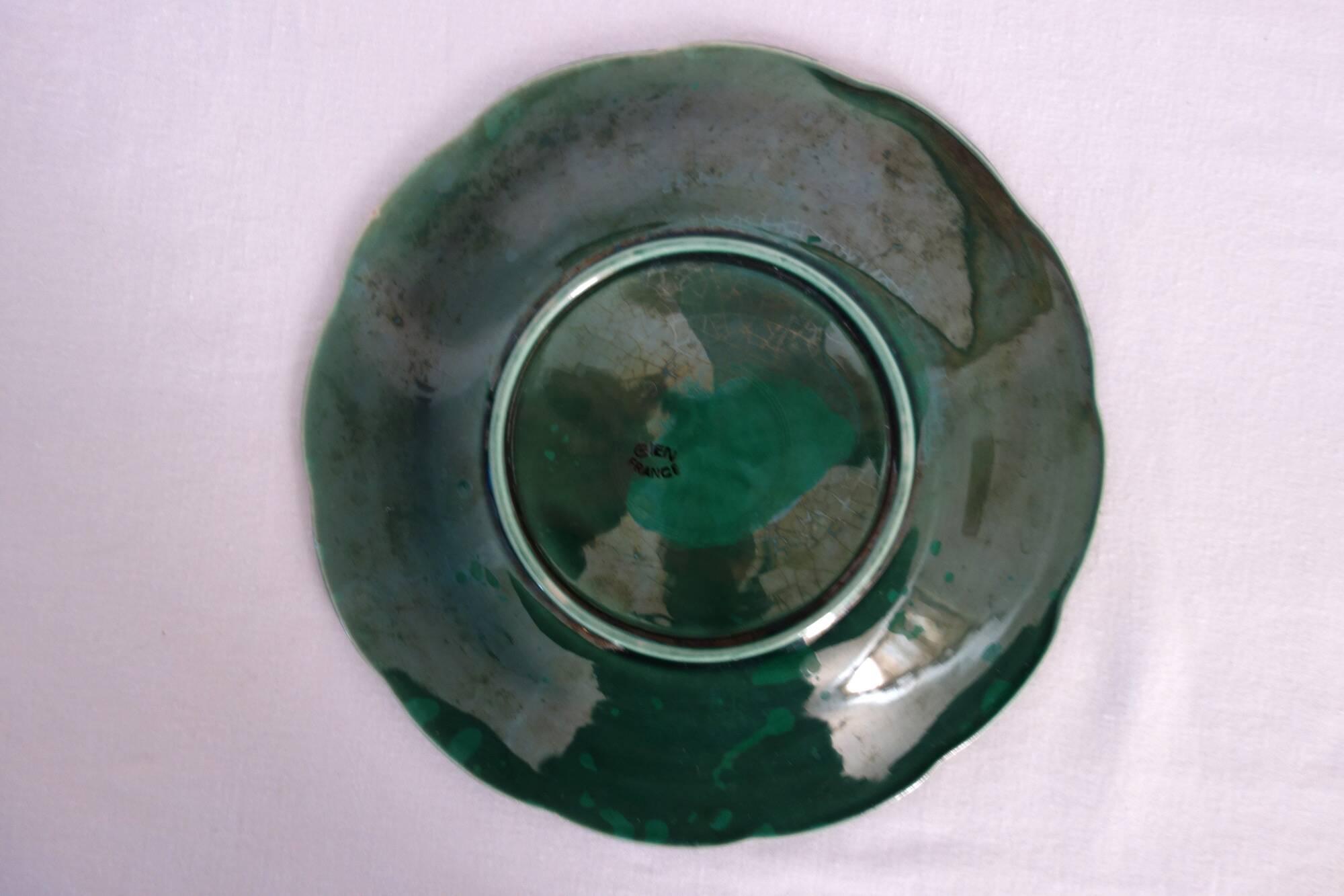 Vintage Gien vine leaf barbotine dessert set