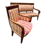 Antique Empire-style salon, 3 pieces. Original upholstery.