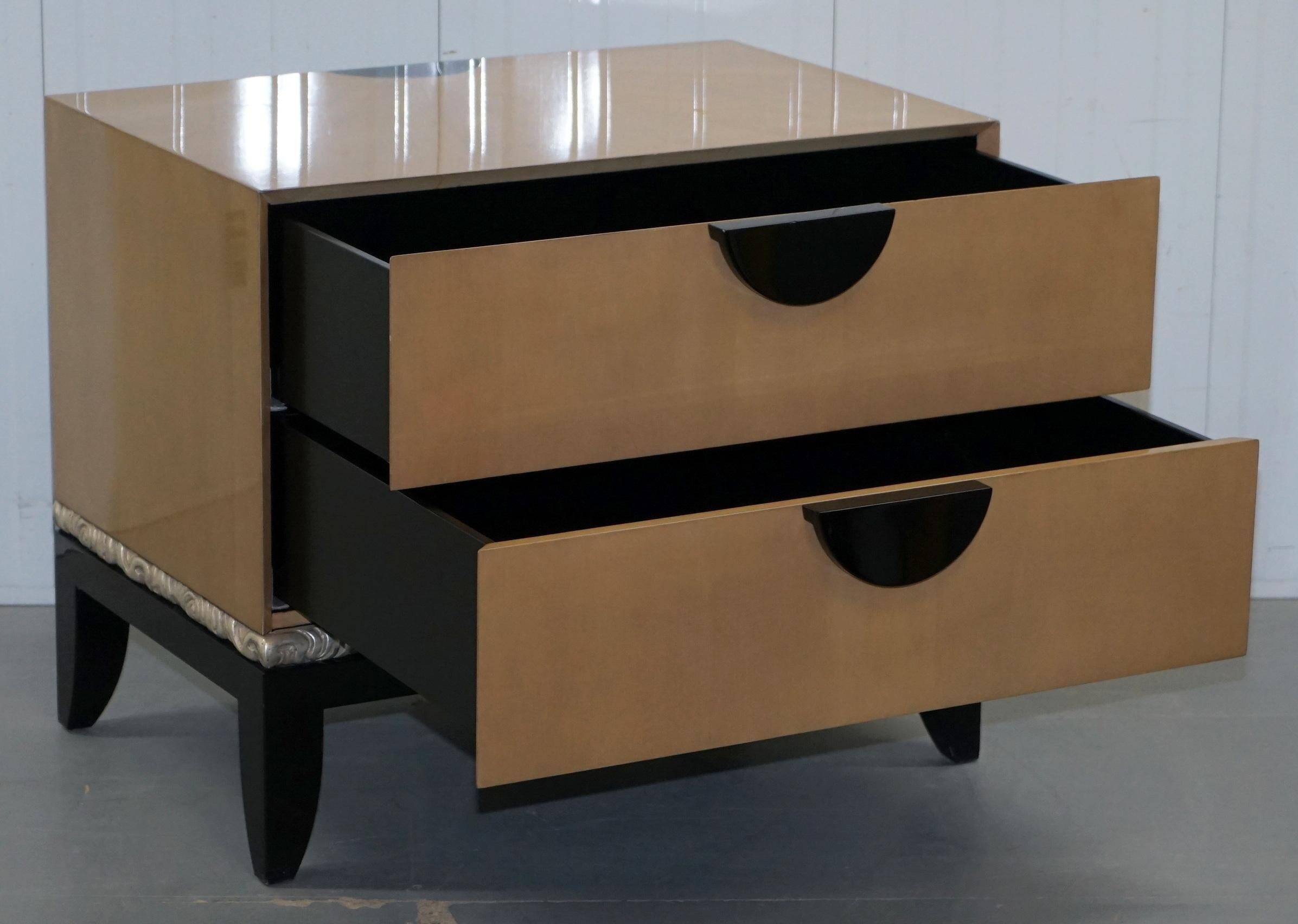 Cloud bedside tables by J Robert Scott with 14-carat gold veneer.