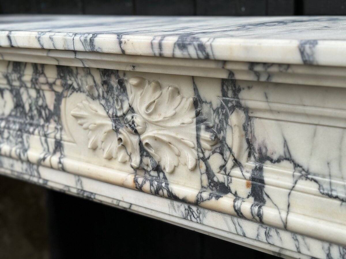 Louis XVI Style Fireplace In Violet Breccia Marble Circa 1880