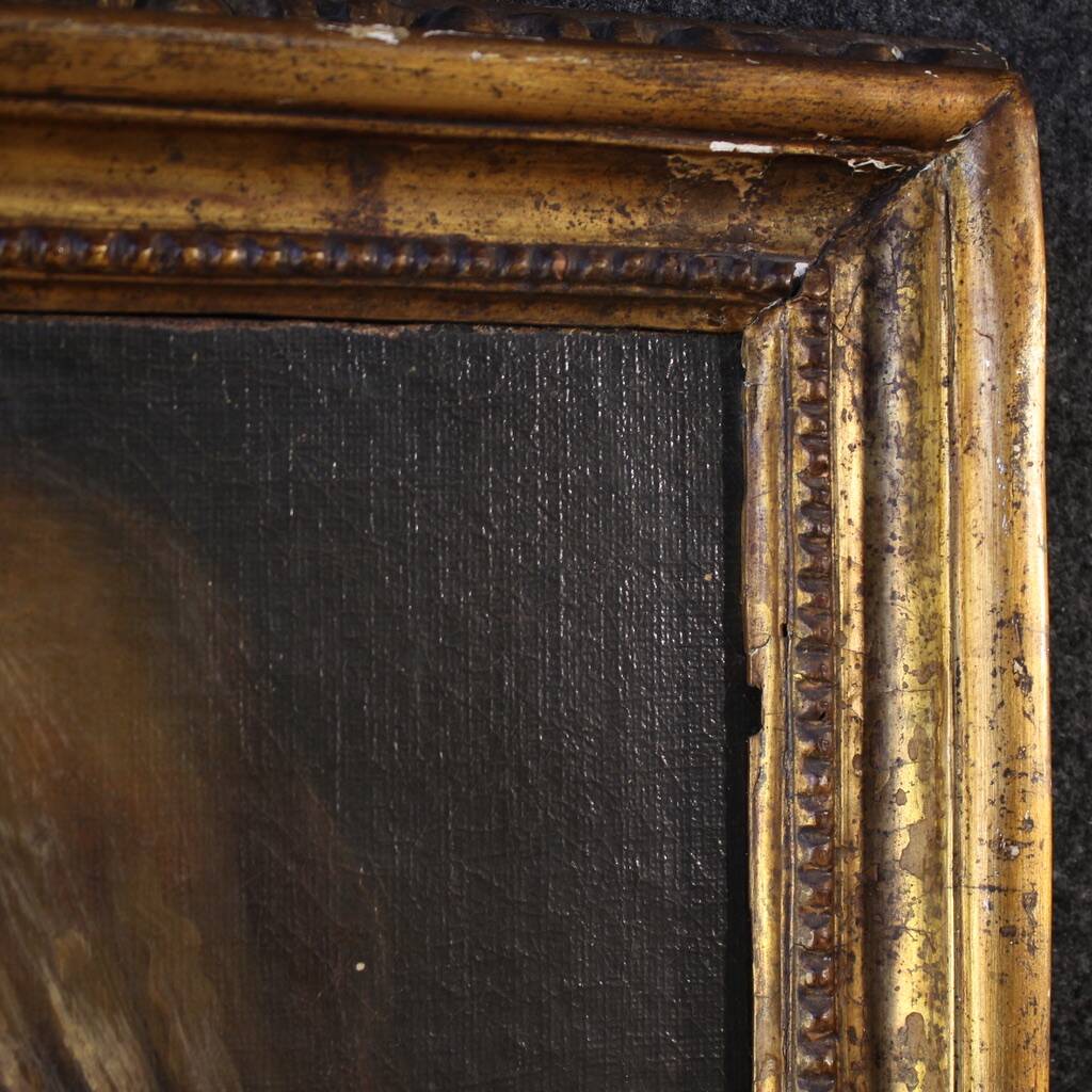 Peinture italienne du 19e siècle, portrait d'une jeune fille