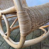 Rattan and bamboo rocking chair — Vintage bohemian style, 1970s