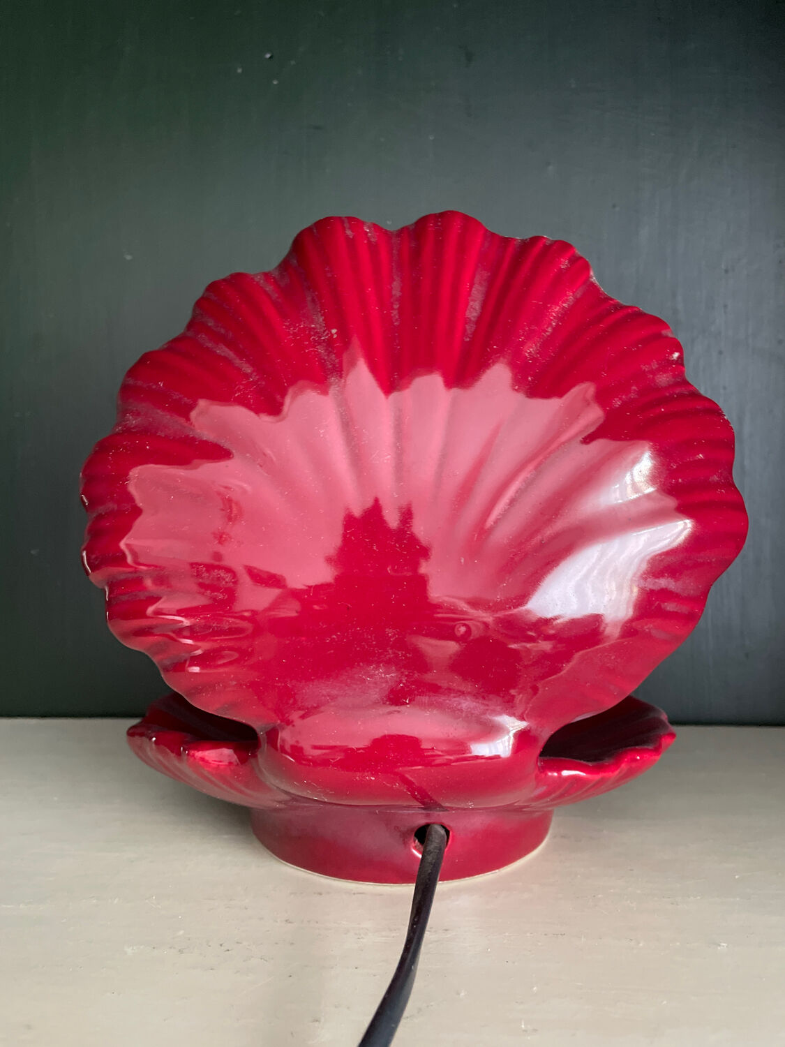 Lampe veilleuse coquillage perle vintage