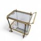 Serving cart - Neoclassical bar trolley in brass and glass