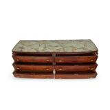 Commode en placage de palissandre avec plateau en onyx vert