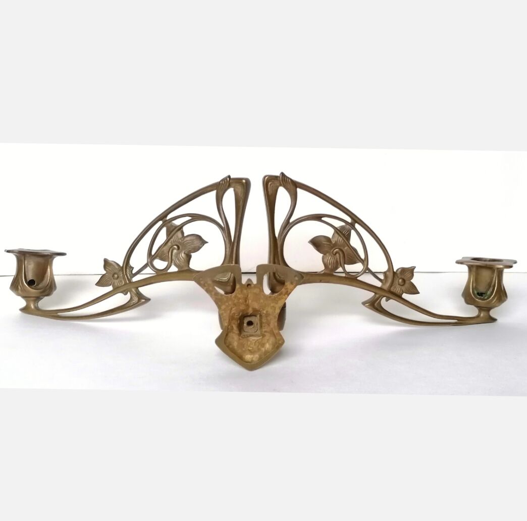 Pleyel art nouveau bronze candle holder