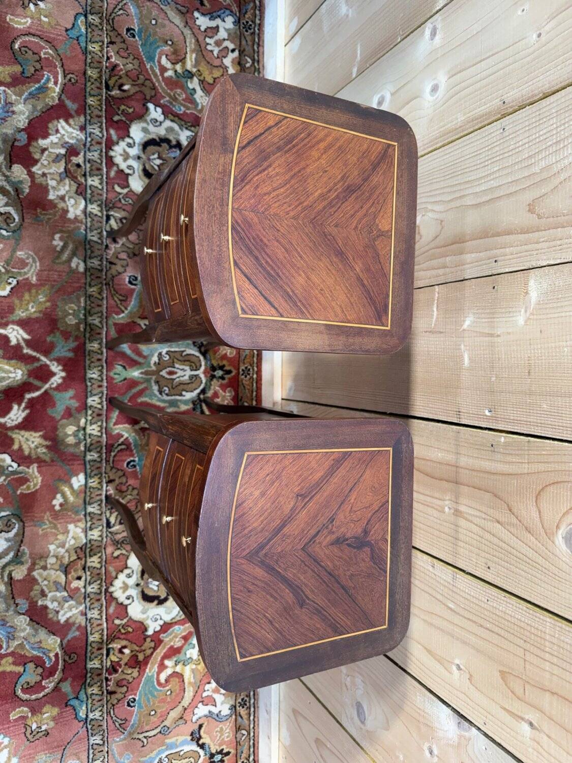 Pair of Louis XV bedside tables in marquetry