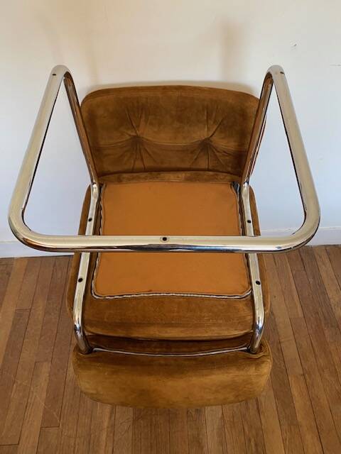 Chaises daim cognac Roche Bobois