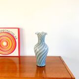 large vase in blue and white opaline Murano style 60s-70s