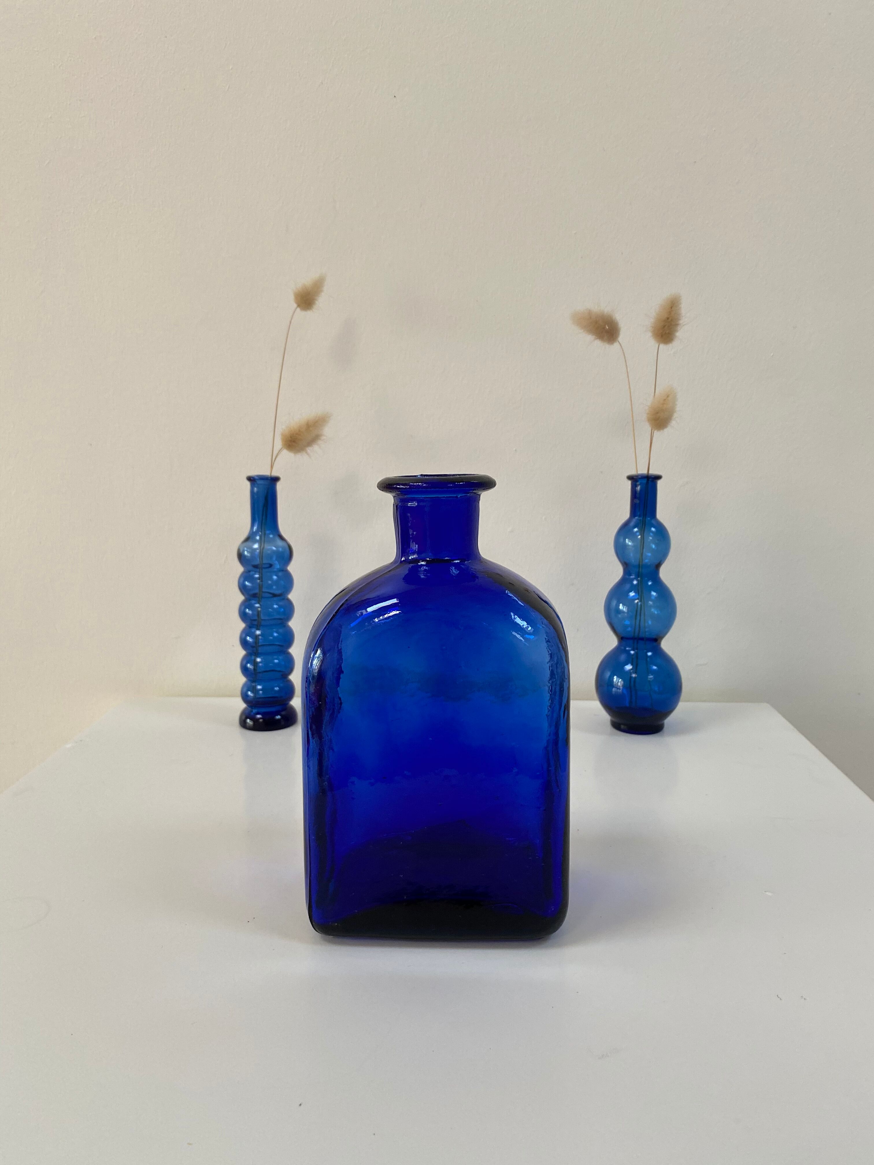 Cobalt blue glass vase bottle