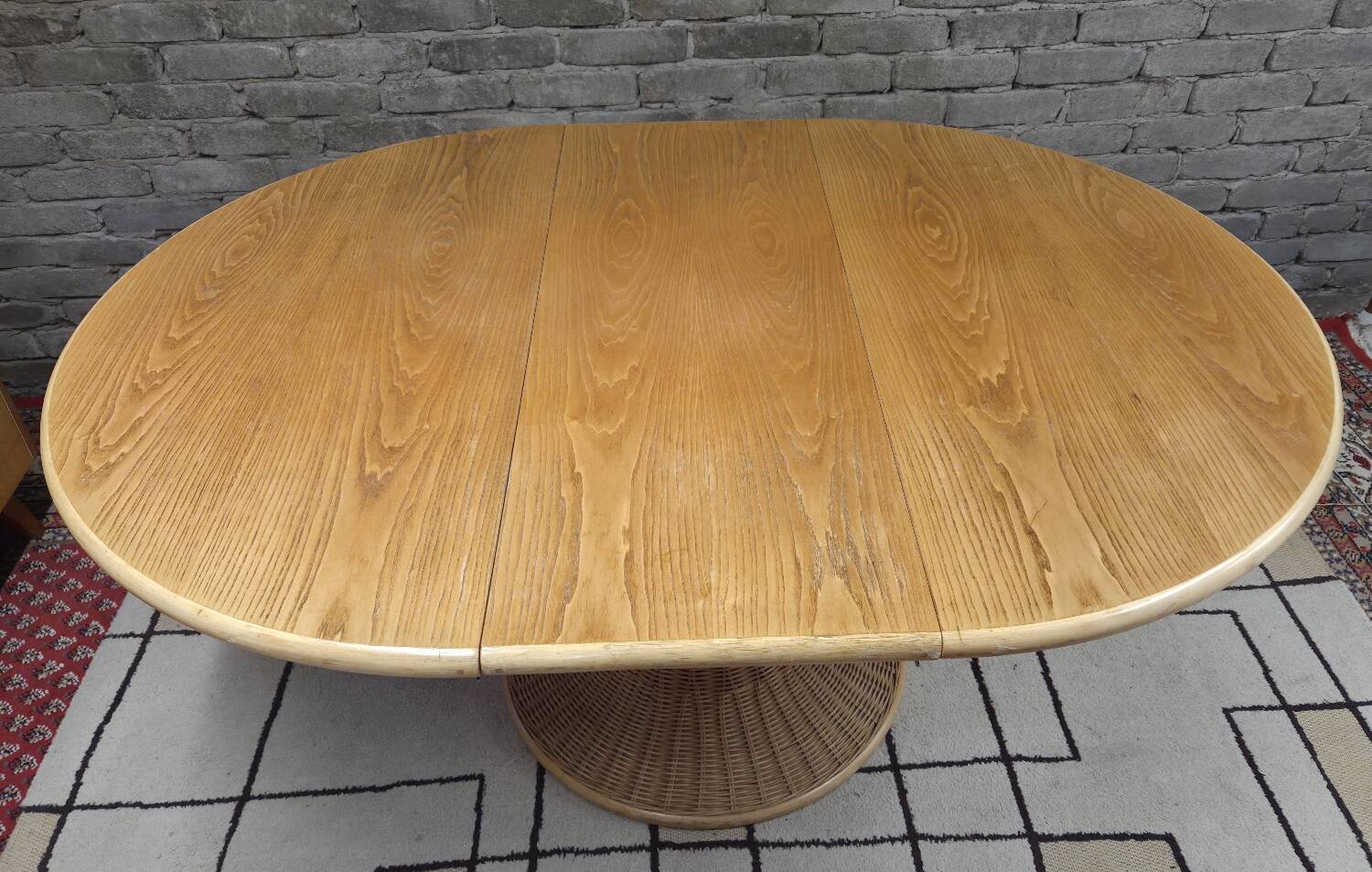 Dining table wood and rattan 1970