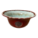 Antique Red Ceramic Salad Bowl Blue Interior + Vintage Kitchen Badge