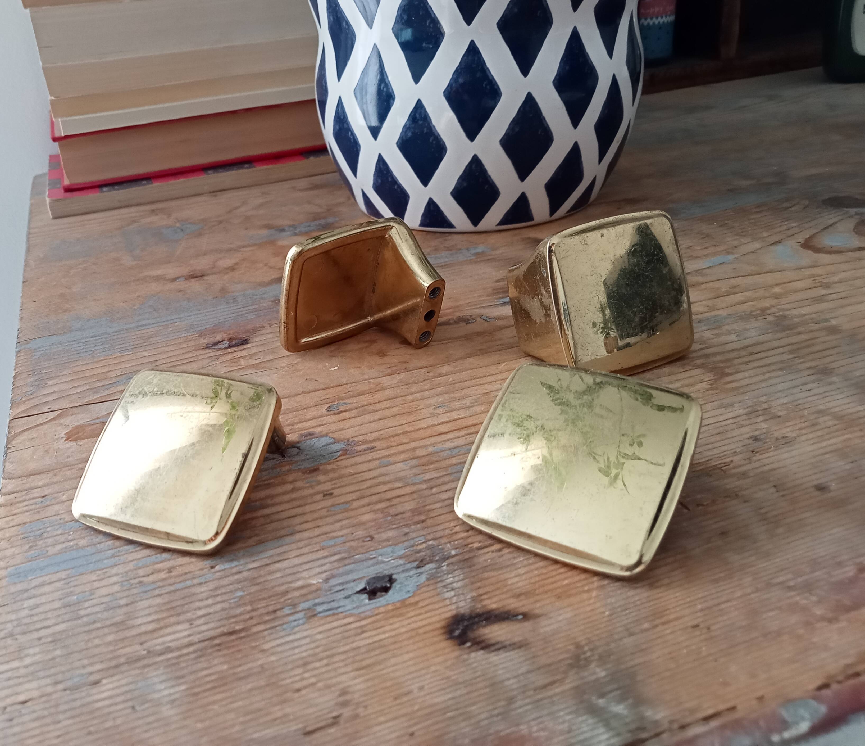 Vintage furniture handles in solid gilded brass