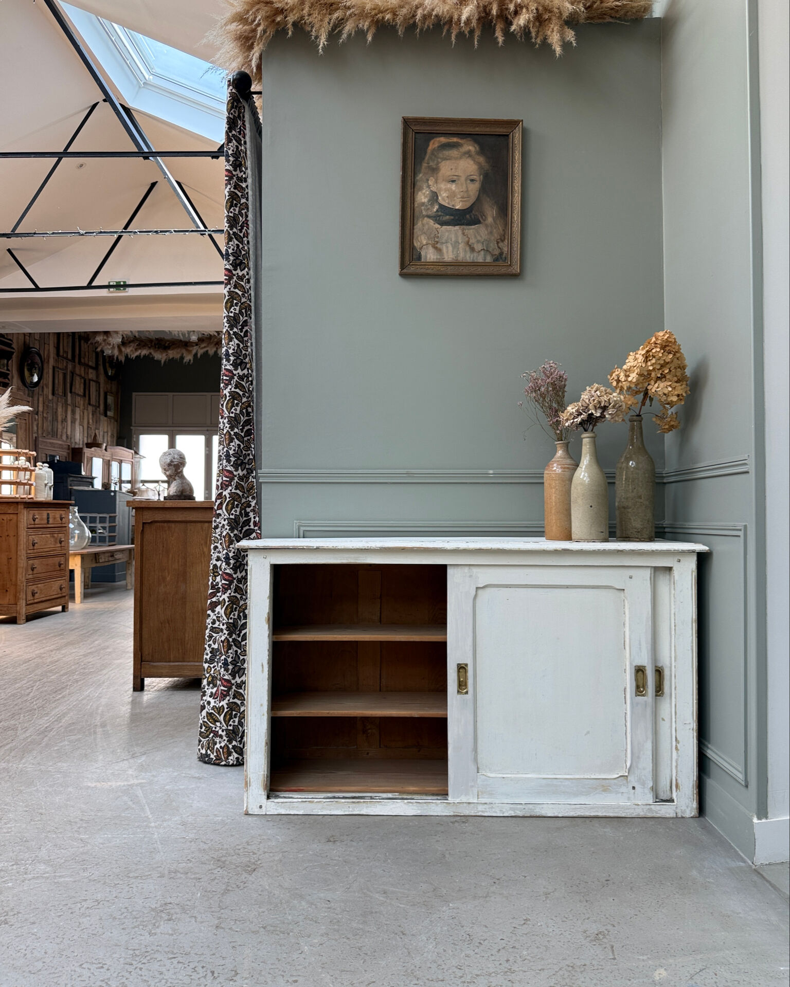 Vintage sideboard with sliding doors (renovated)