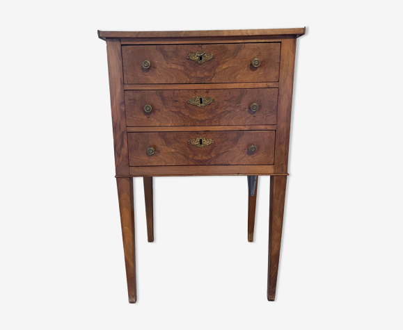 Chiffonnier scriban en bois 3 tiroirs secrétaire rangement et compartiment