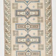 3x6 Cream Blue Oriental Vintage Rug, 109x187Cm