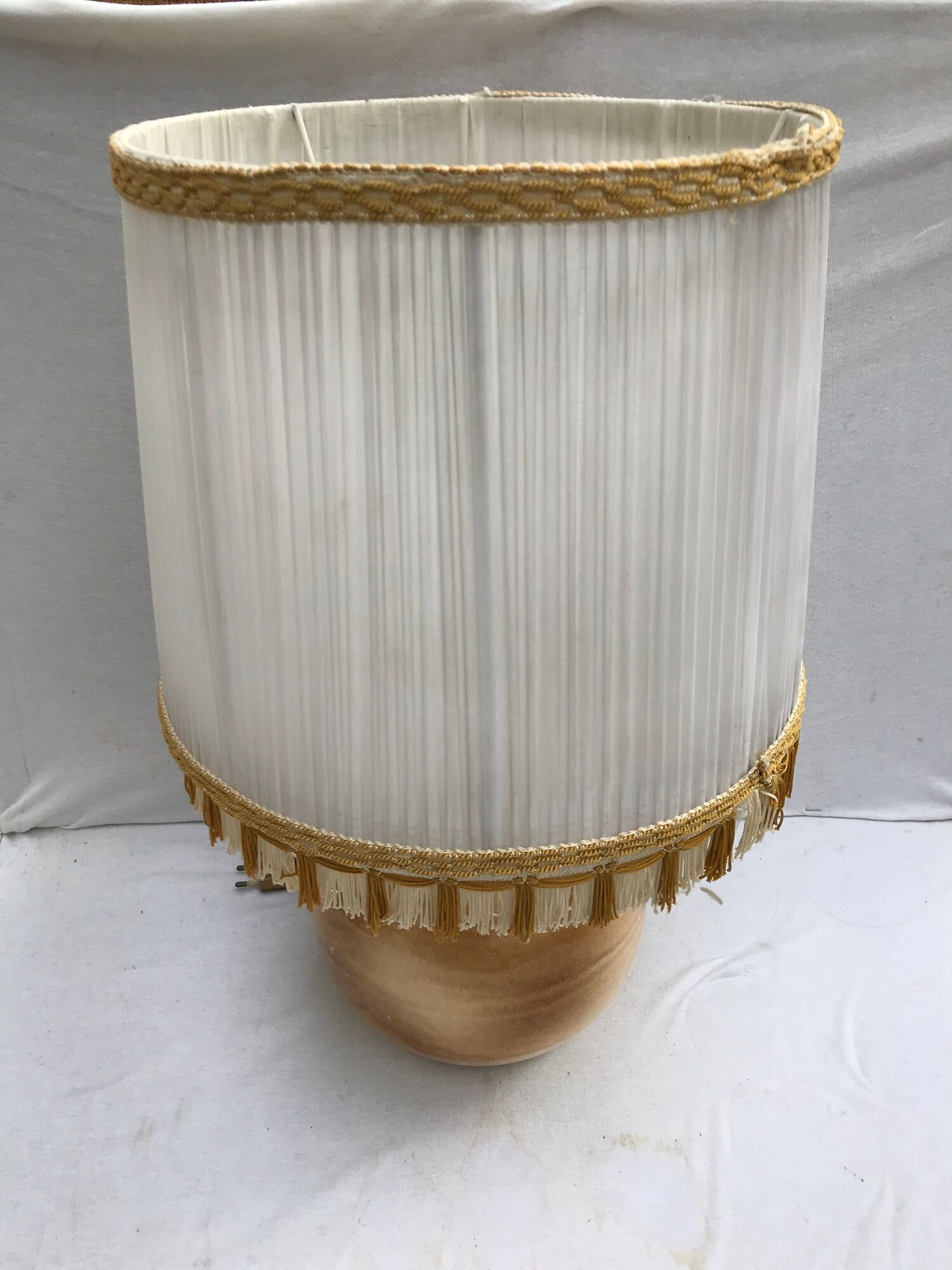 Former lamp Louis Thiam Nancy ceramics beige - abat-day vintage white fabric