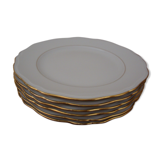 6 assiettes à dessert en porcelaine fine blanche signées Ph. Deshoulières