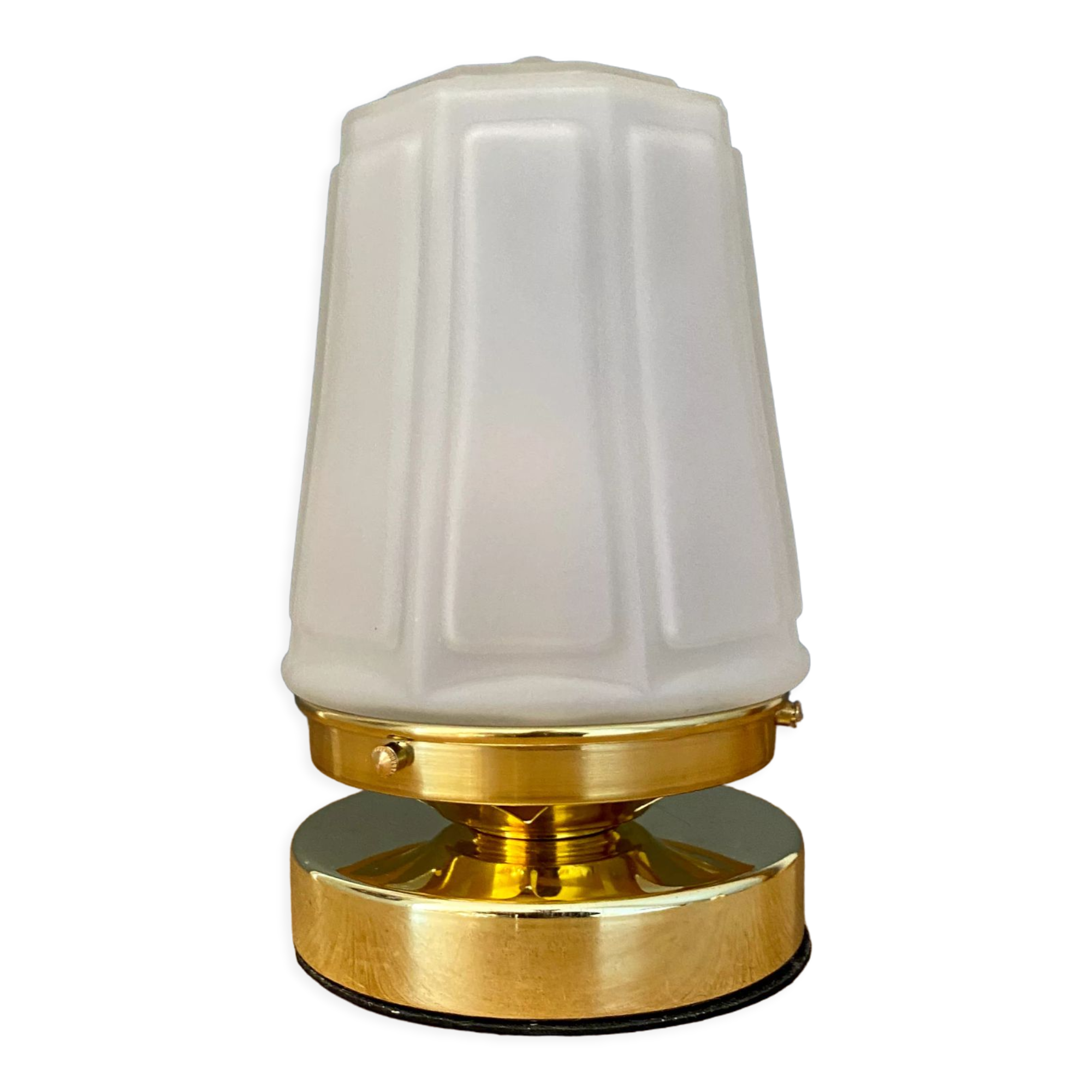 Lampe à poser globe vintage art déco en verre dépoli