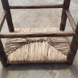 Repose pied en bois et paille ancien