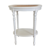 Table d'appoint ovale et cannage