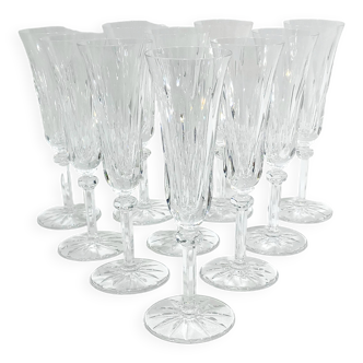 Saint Louis – 10 champagne flutes in crystal, Provence model