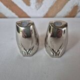 Silver-plated metal owl salt and pepper shakers