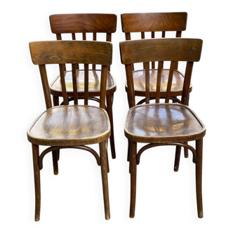 4 dark oak satin bentwood bistro chairs