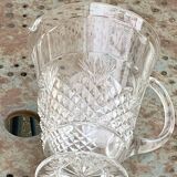 Carafe en verre et cristal transparent, ciselées, motif ananas ancienne