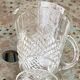 Carafe in transparent glass and crystal, chiseled, old pineapple pattern