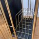 Gold metal, wood and black cotton magazine holder