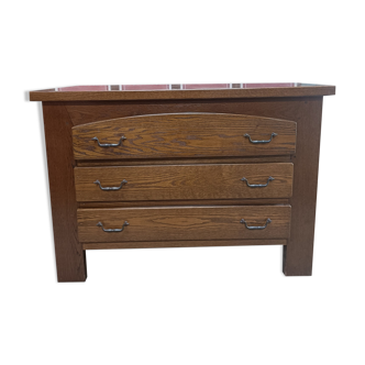 Classic solid chest of drawers with oak veneer, 3 drawers