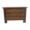 Commode classique en massif avec placage chêne, 3 tiroirs