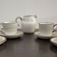 Set of 4 cups and saucers + milk jug - Stoneware - Salins-France - 70s