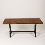 Coffee table in wood and wrought iron