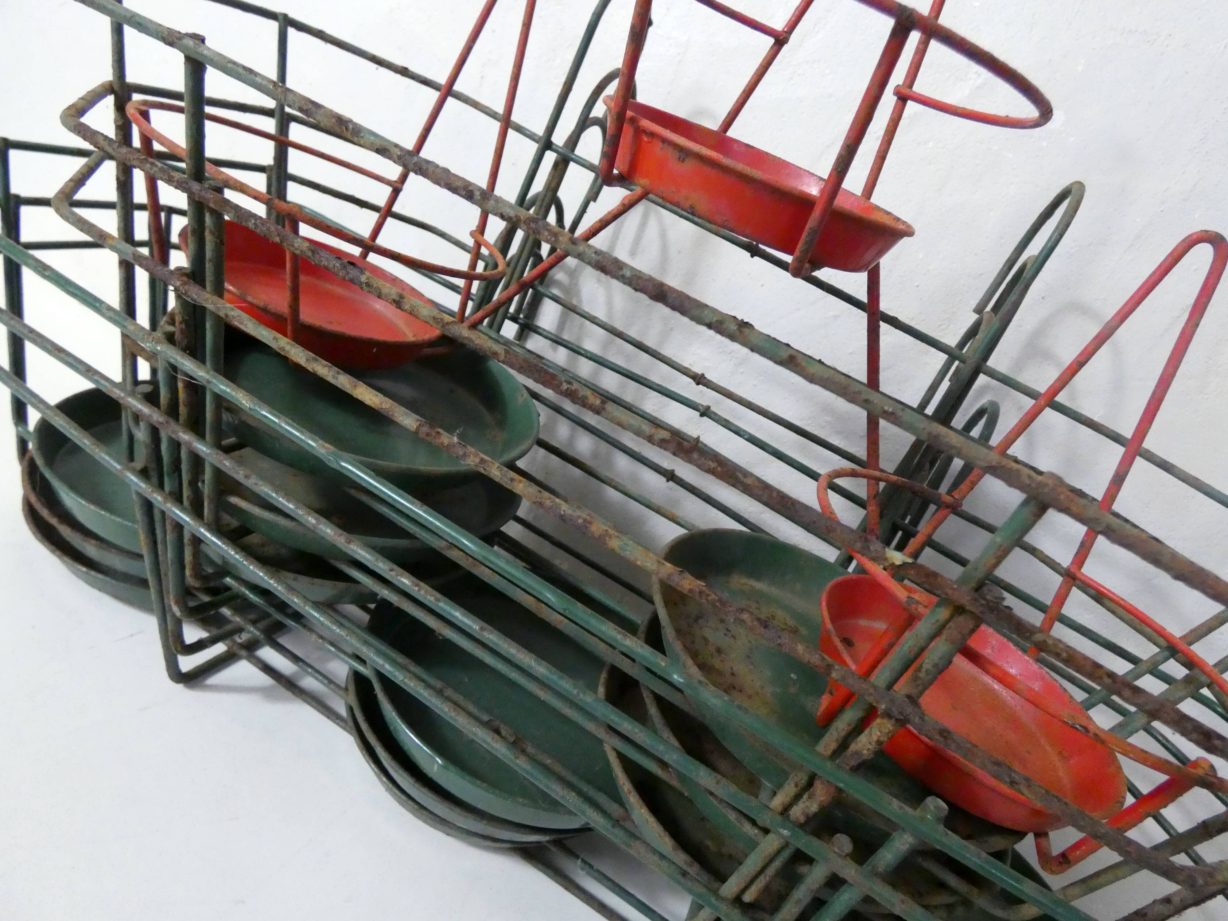 Set of vintage wire metal planters