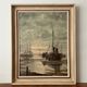 Mid 20th Century "Fishing Boat at Sea" Oil Painting