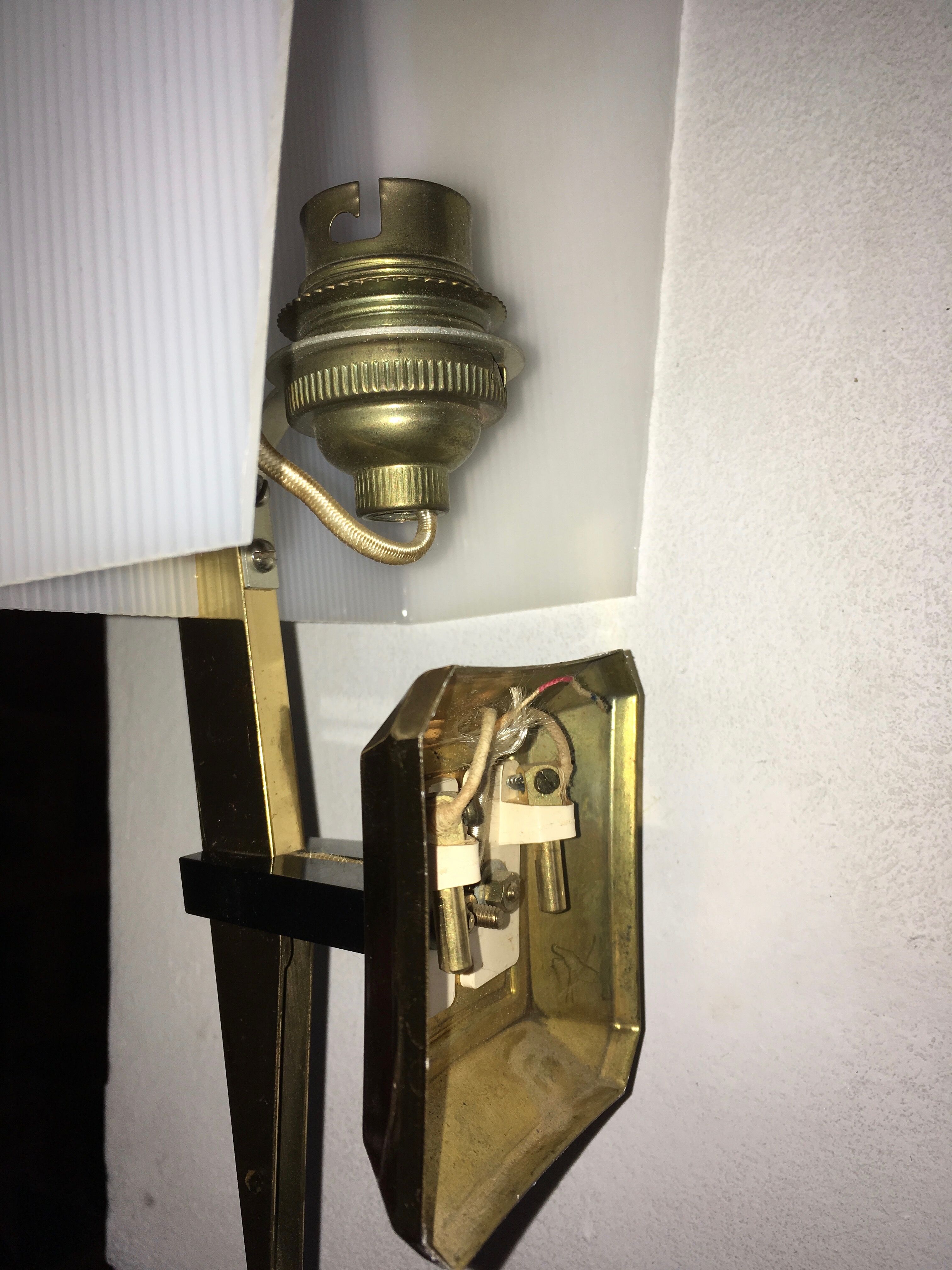 Pair of vintage 1950 brass wall light  perspex