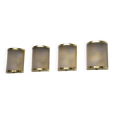 Rare Set of Four Valentino Brass and Etched Glass Wall Sconces, Italy 1980s