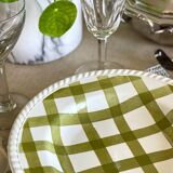5 assiettes creuses en céramique vichy verte