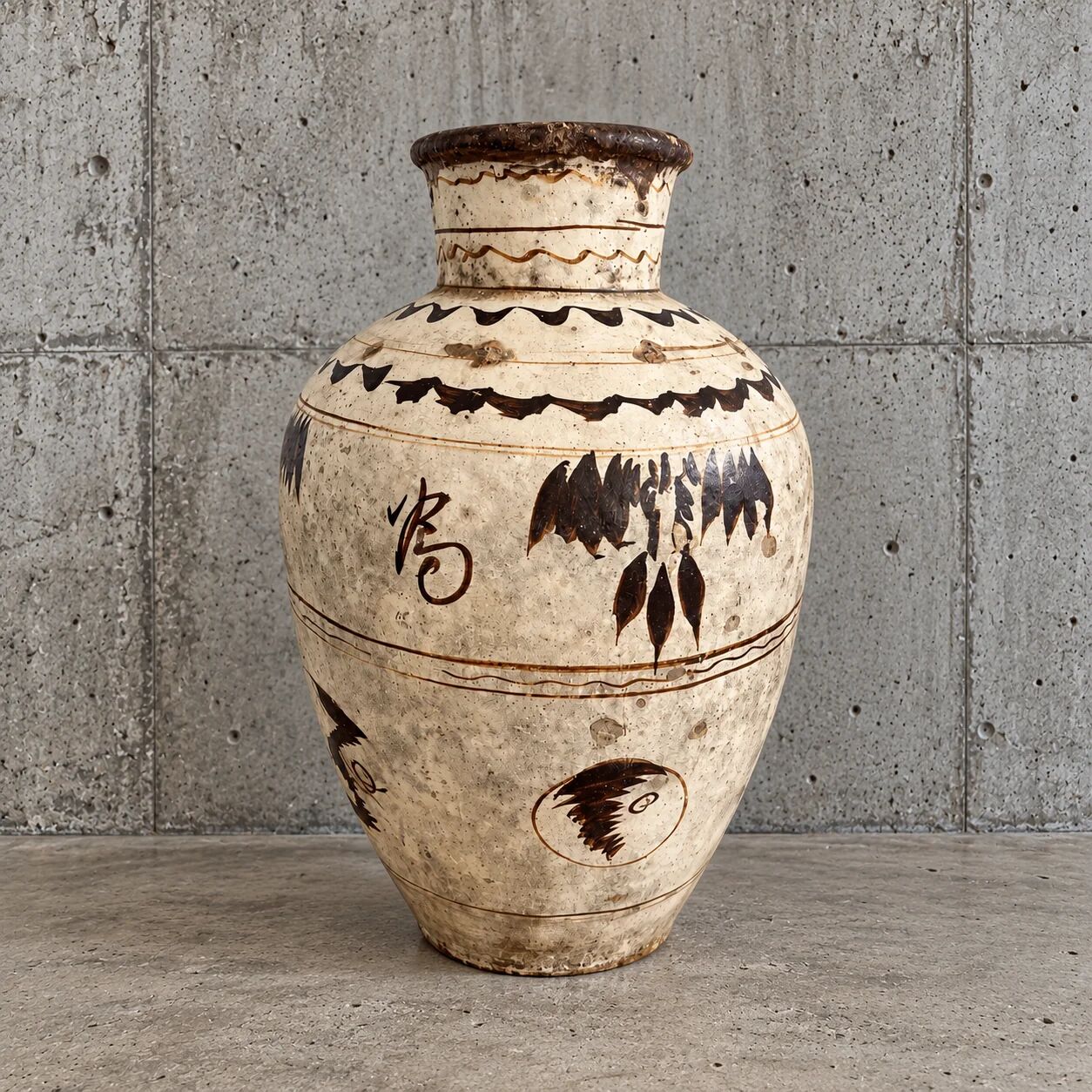 Chinese Cizhou earthenware wine pot from the Ming or Yuan dynasty