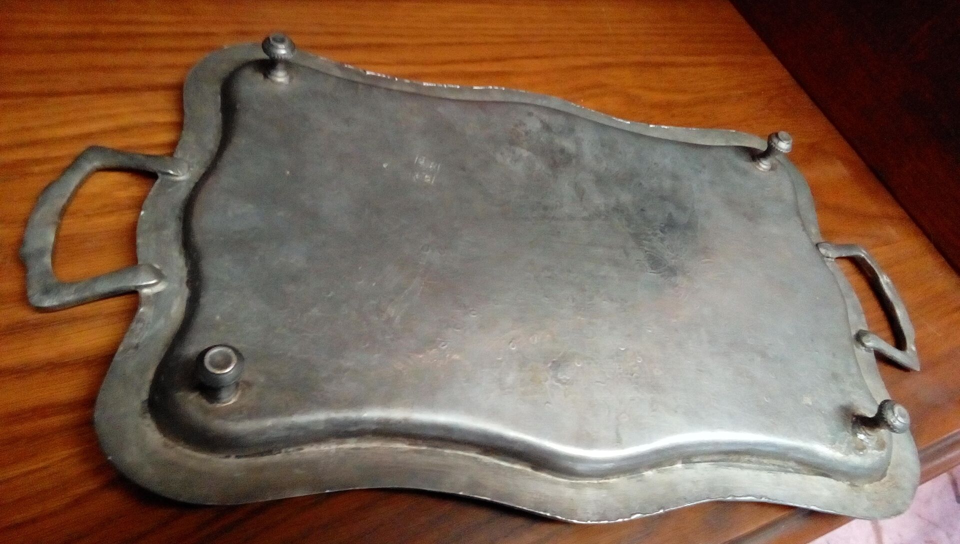 Old silver metal tray
