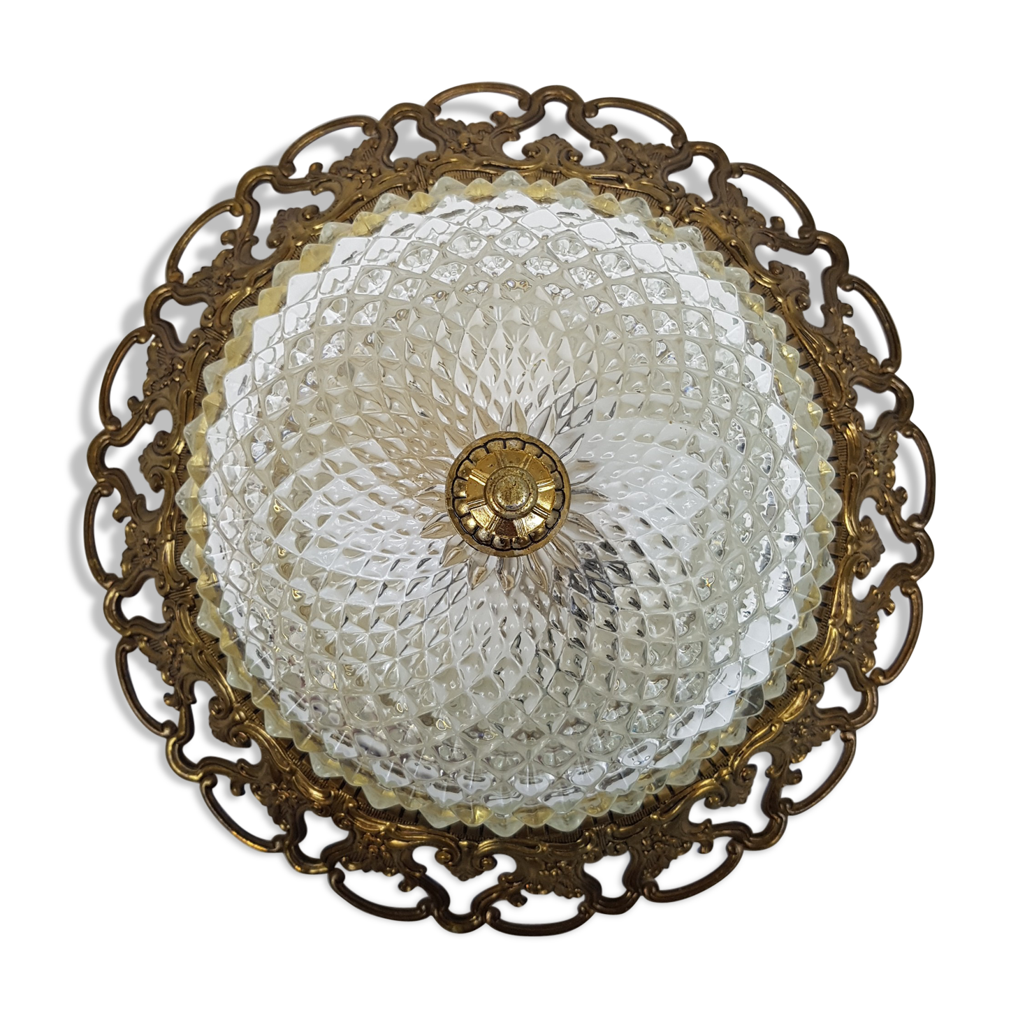 Golden mount and glass globe ceiling light