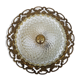 Golden mount and glass globe ceiling light