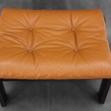 1960s Brown Leather Oak Stool, Denmark