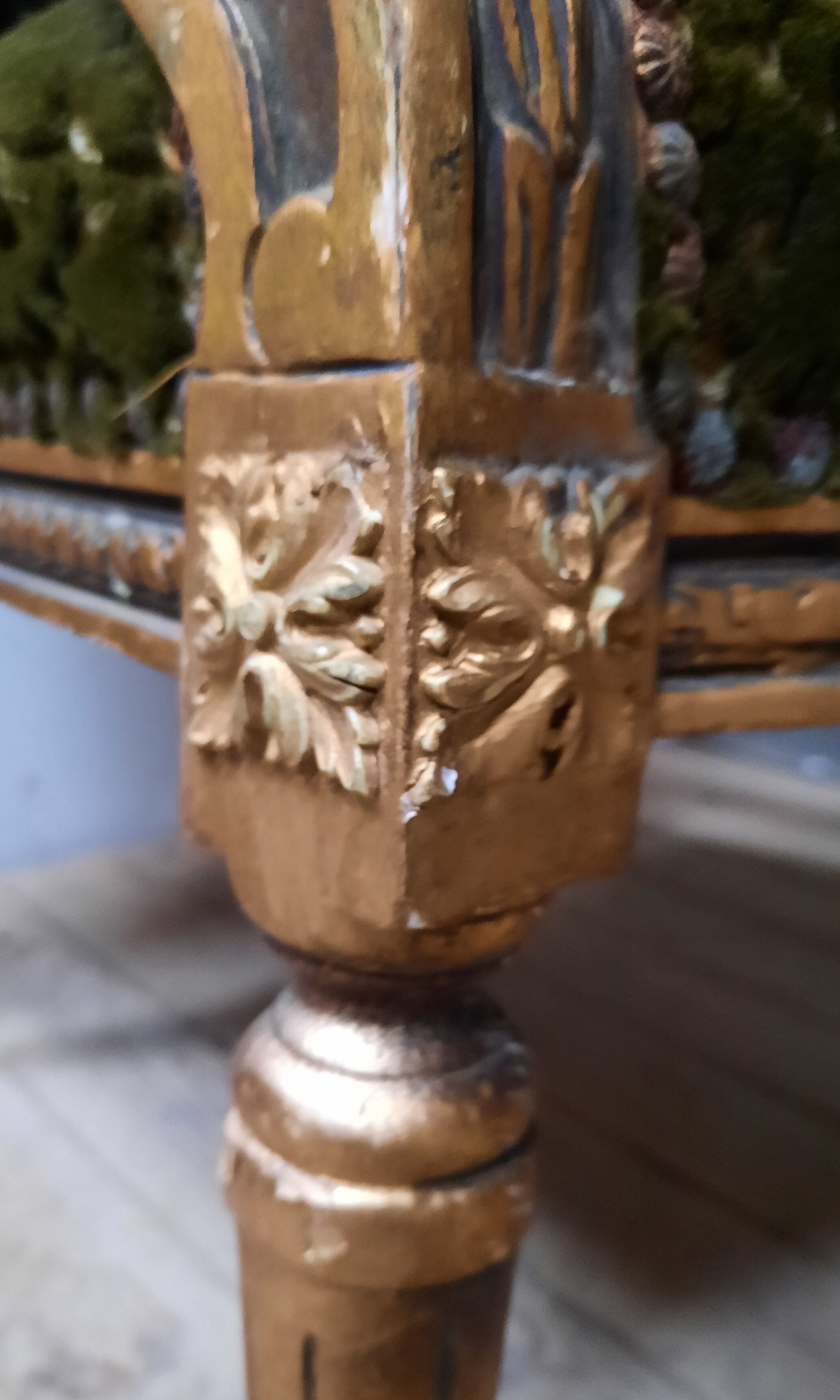 Pair of armchairs in gilded wood Louis XVI style