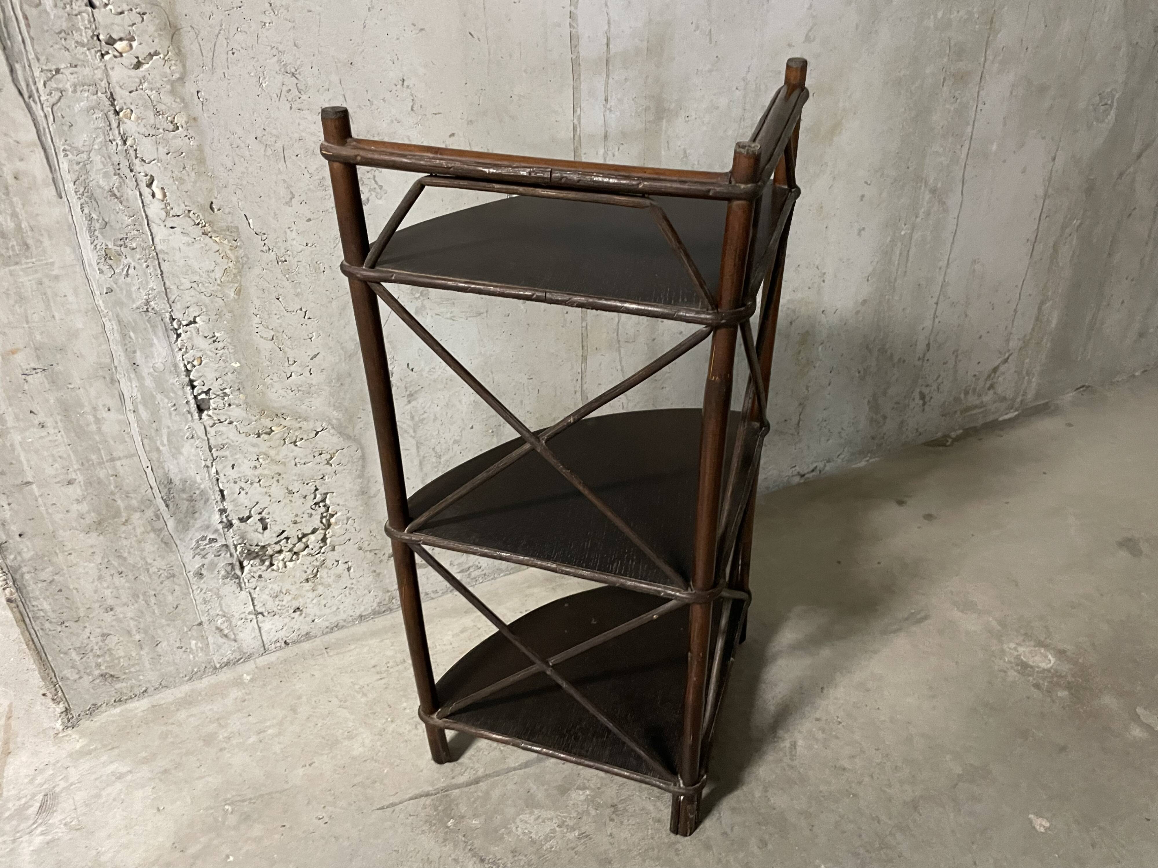 70s rattan corner cabinet