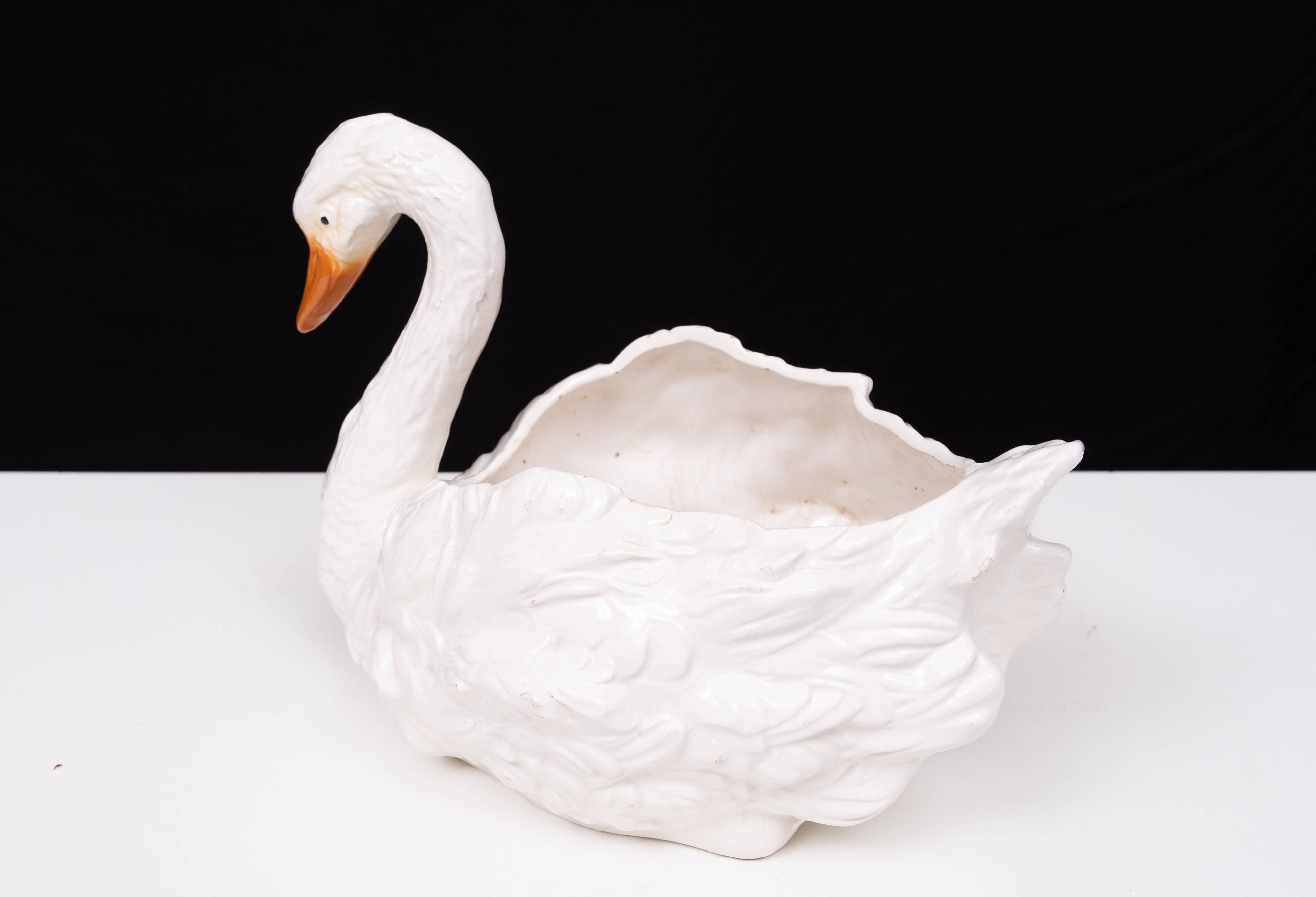 Antique Capodimonte Ceramic Swan jardiniere 1880