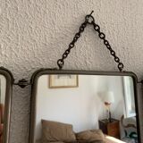 Vintage mirror 1930 barber triptych - 28 x 69 cm