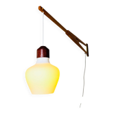 Large Extendable Swivel-Arm Wall Lamp In Wood And Opal Glass, Sweden 1950S